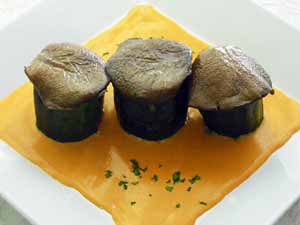 Calabacines rellenos con chapela